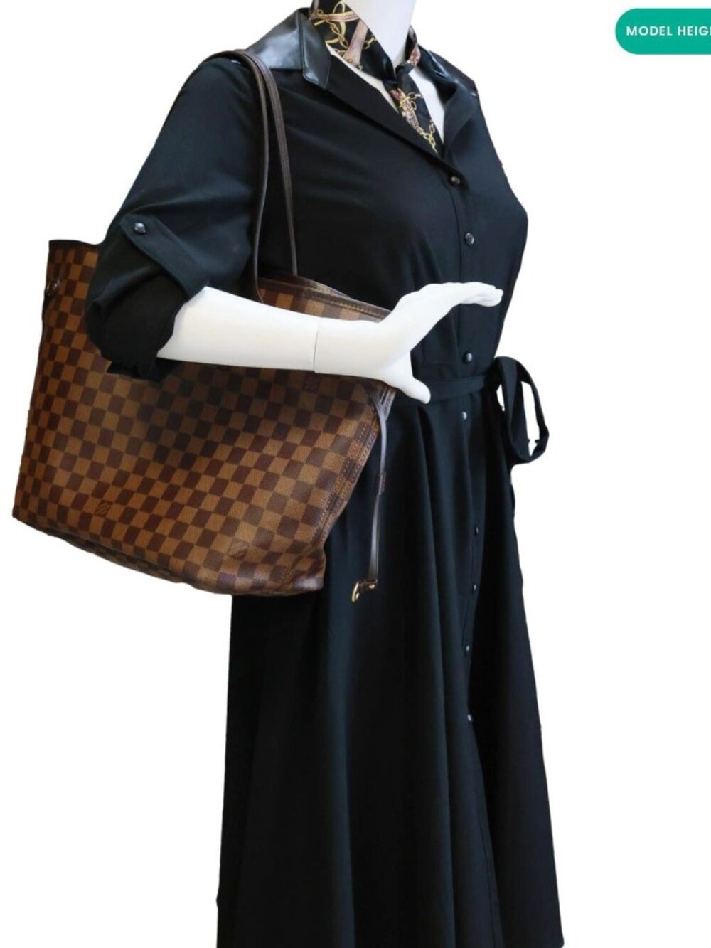 Louis Vuitton Neverfull MM Damier Ebene Tote Bag Brown - Picture 2 of 9